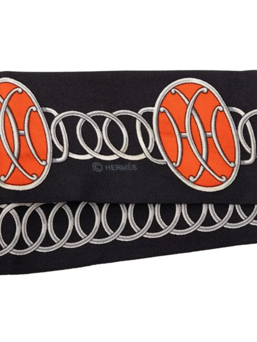 Hermes Twilly Lift Profile Scarf Black Multicolor Silk - Picture 3 of 5